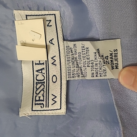 Jessica Howard Periwinkle Linen blend Dress with embroidery & beadwork size 24W - Picture 6 of 13